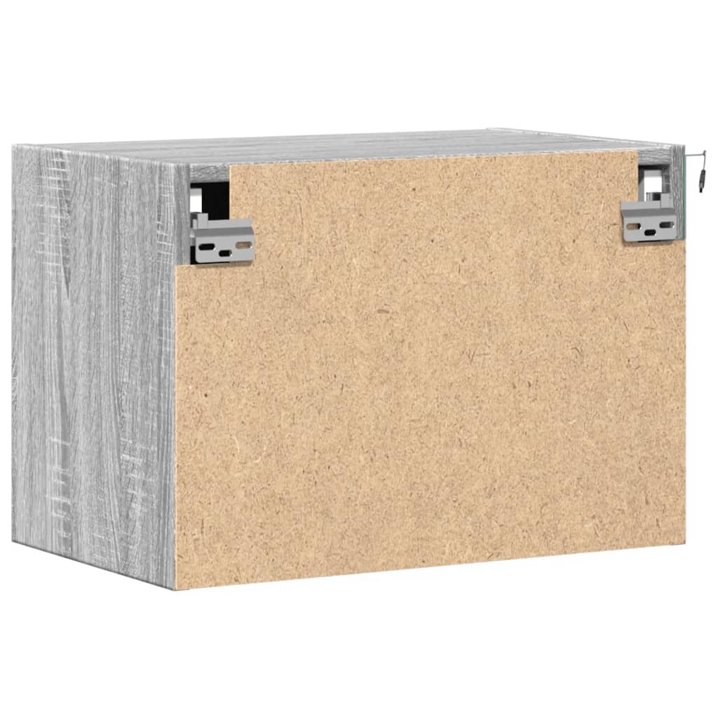 Vegghengte nattbord med LED-lys 2 stk grå sonoma