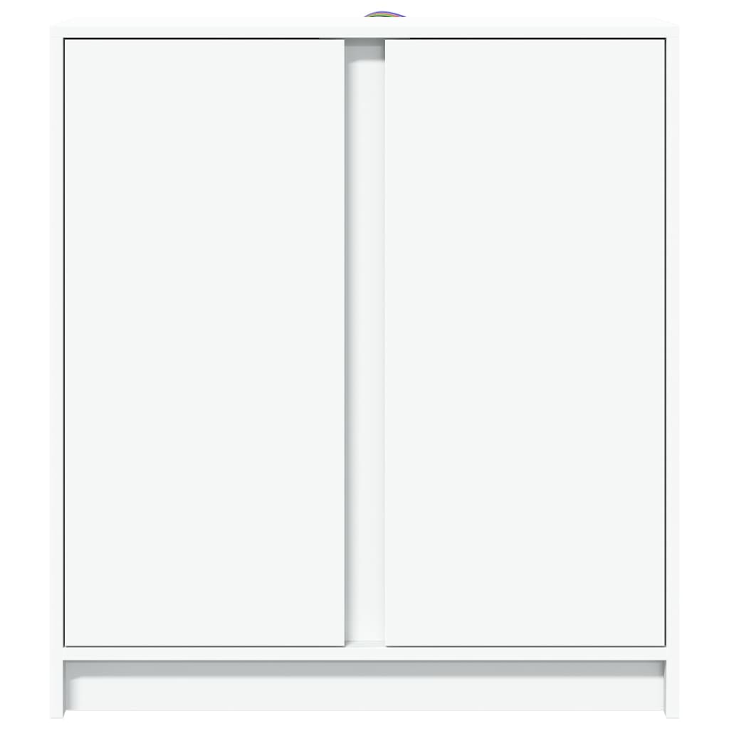 Skjenk med LED hvit 77x34x85 cm konstruert tre