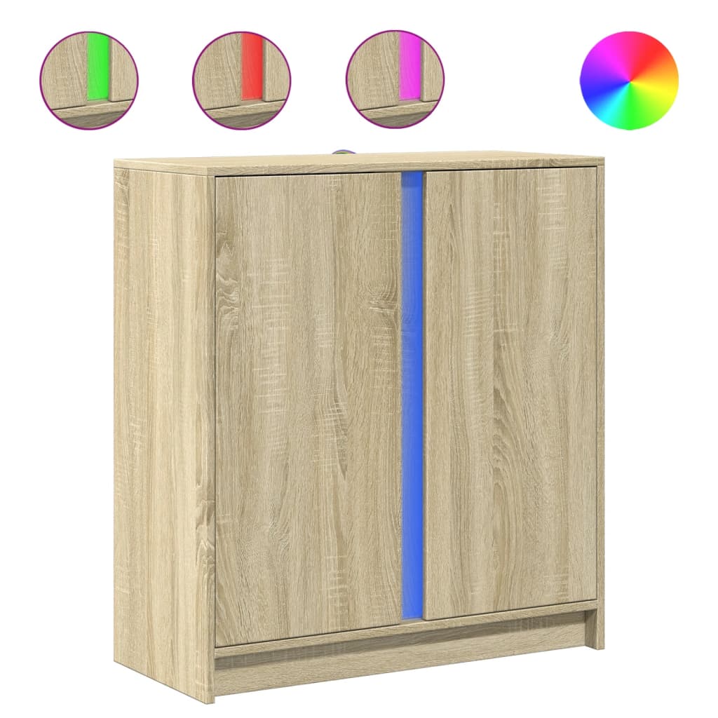 Skjenk med LED sonoma eik 77x34x85 cm konstruert tre