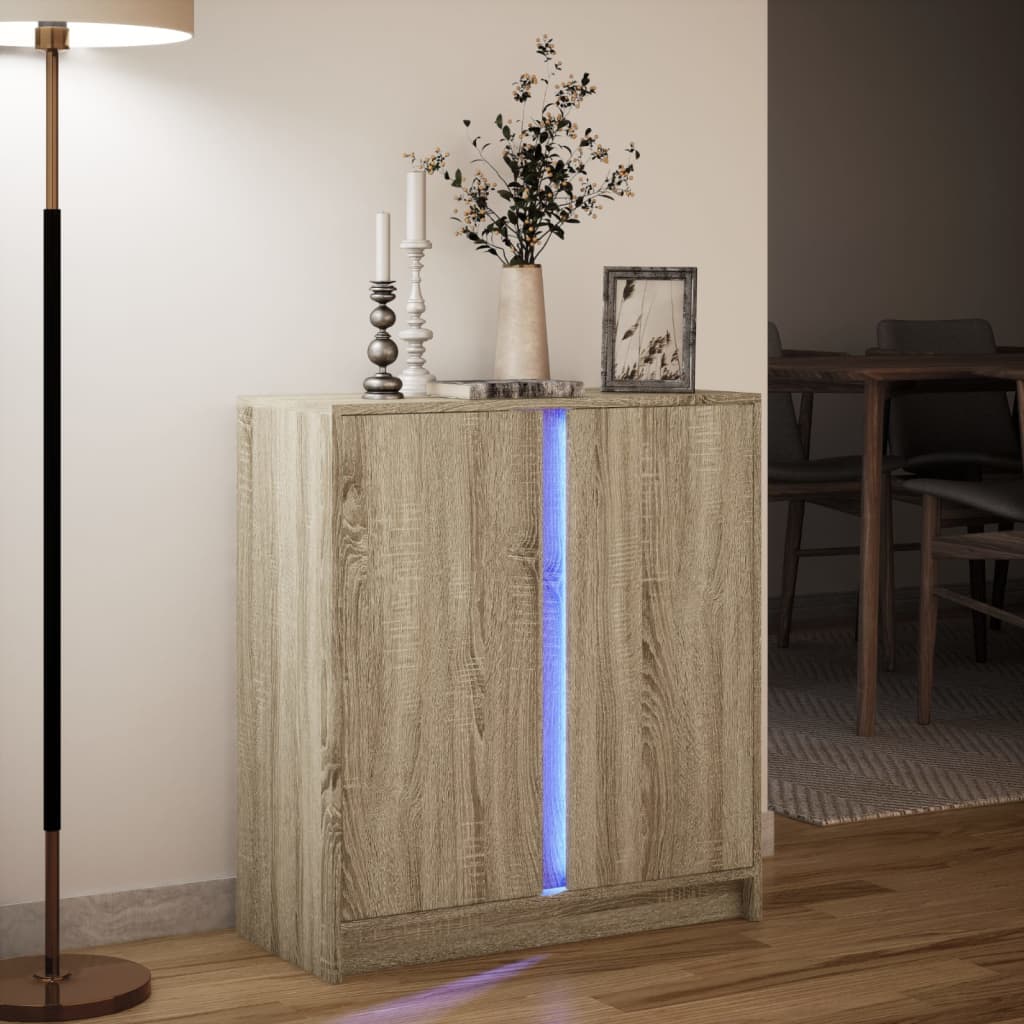 Skjenk med LED sonoma eik 77x34x85 cm konstruert tre