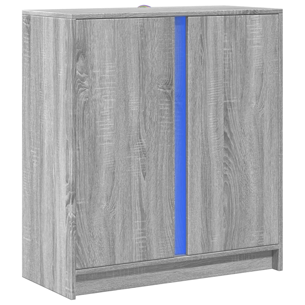Skjenk med LED grå sonoma 77x34x85 cm konstruert tre