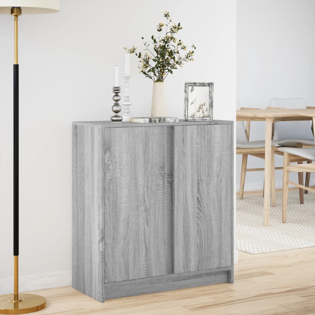 Skjenk med LED grå sonoma 77x34x85 cm konstruert tre