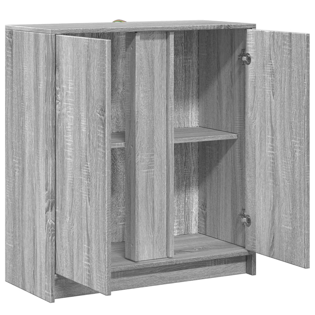 Skjenk med LED grå sonoma 77x34x85 cm konstruert tre
