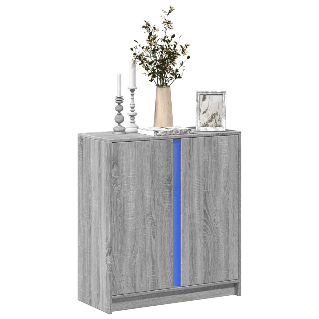 Skjenk med LED grå sonoma 77x34x85 cm konstruert tre