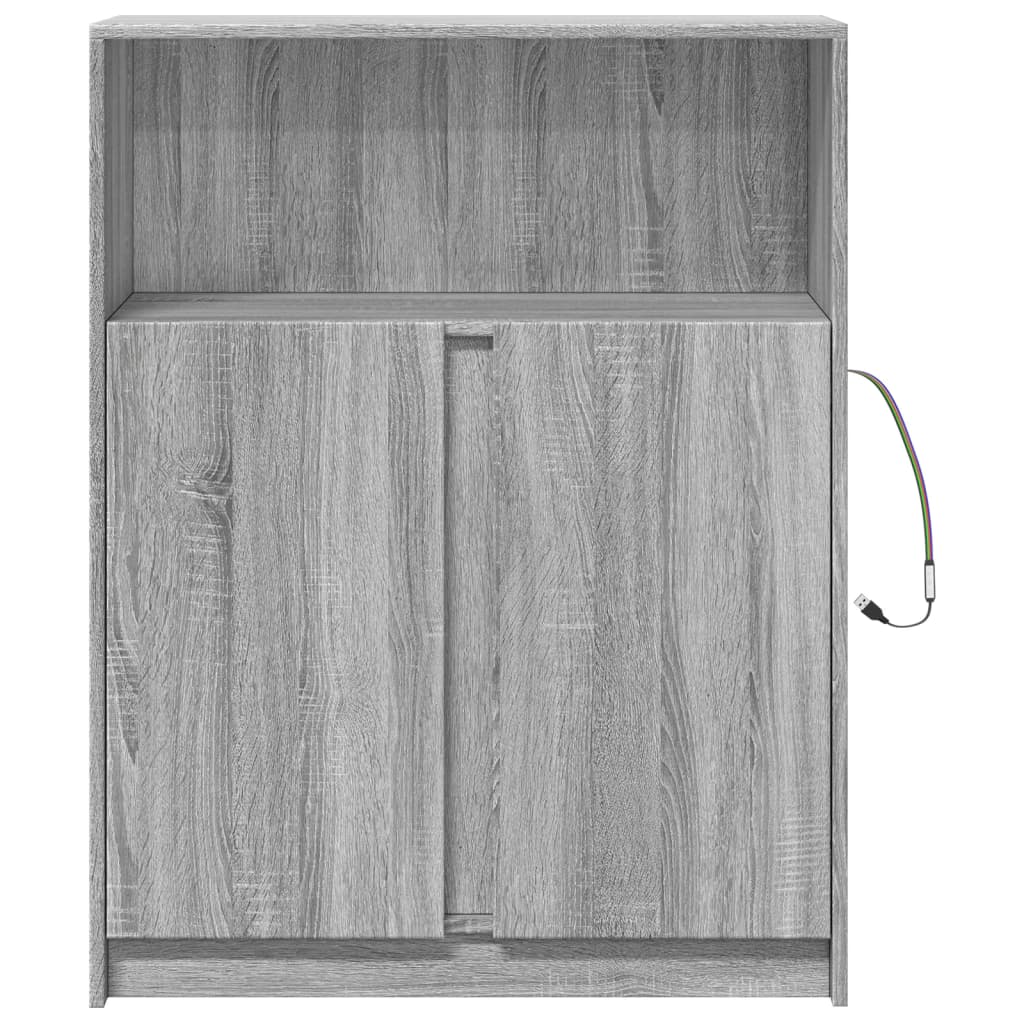 Skjenk med LED grå sonoma 77x34x100 cm konstruert tre