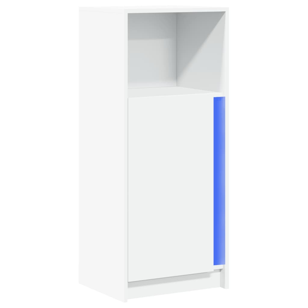 Skjenk med LED hvit 42,5x34x100 cm konstruert tre