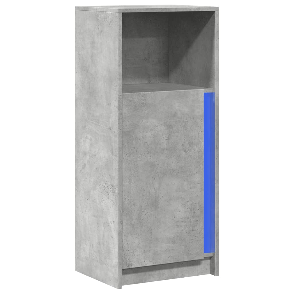 Skjenk med LED betonggrå 42,5x34x100 cm konstruert tre