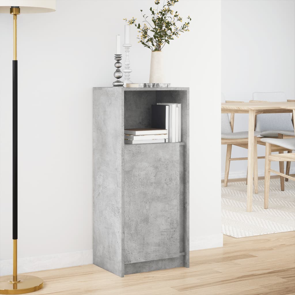 Skjenk med LED betonggrå 42,5x34x100 cm konstruert tre