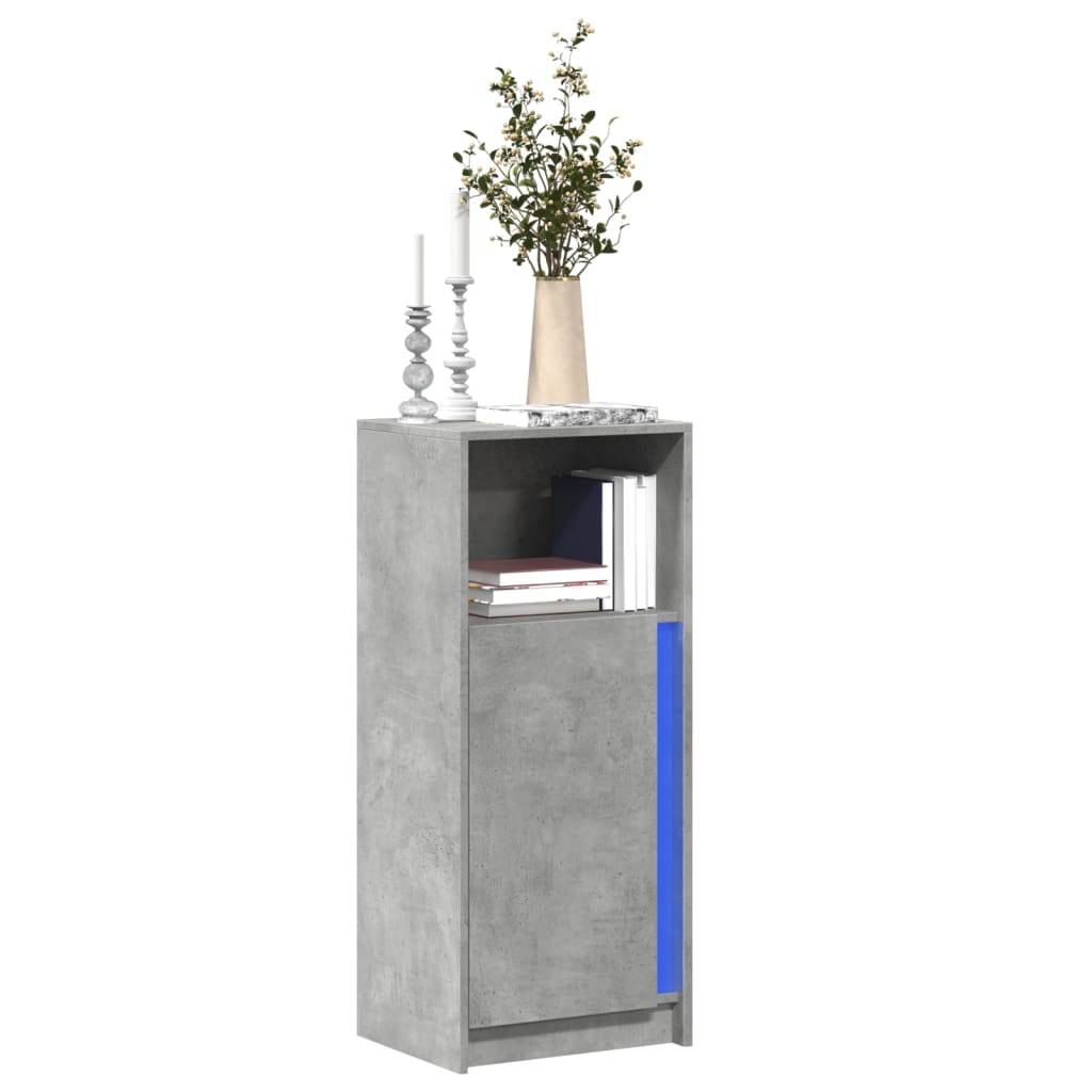 Skjenk med LED betonggrå 42,5x34x100 cm konstruert tre