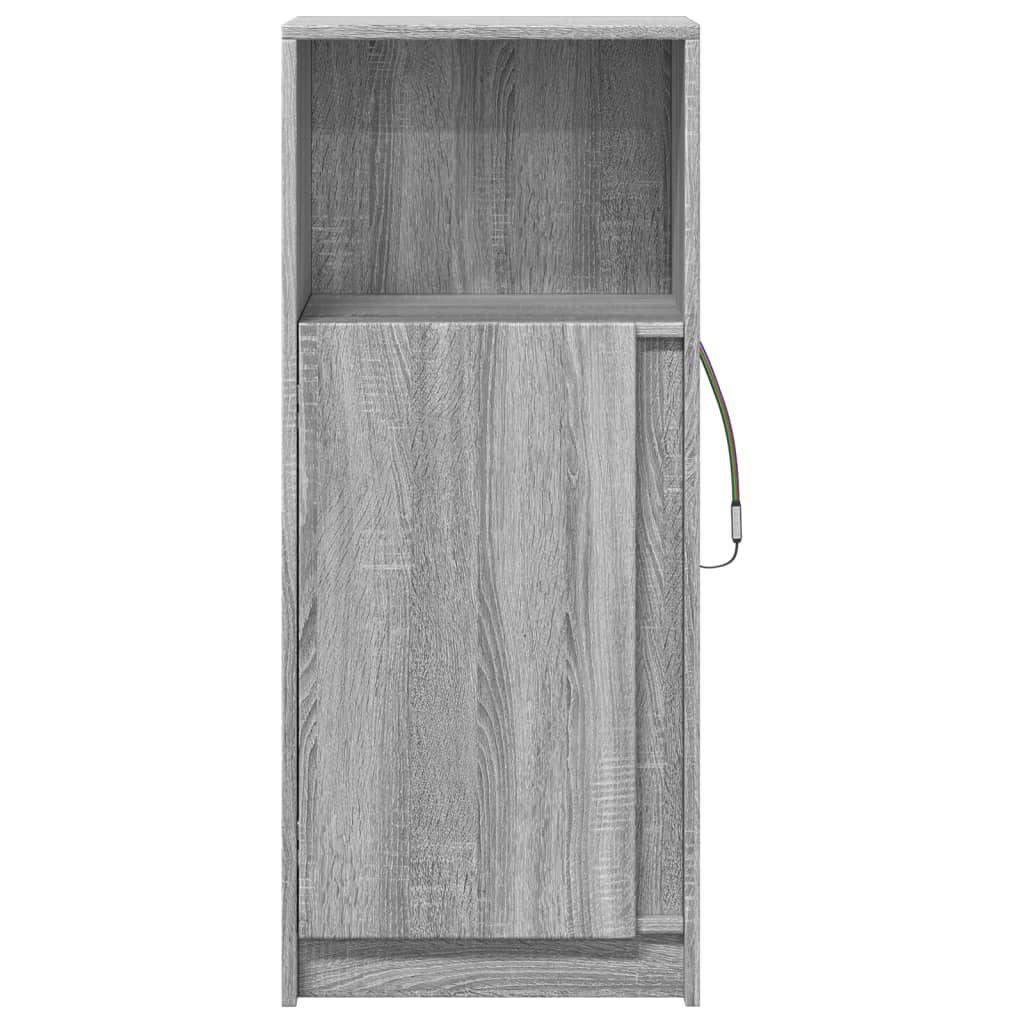 Skjenk med LED grå sonoma 42,5x34x100 cm konstruert tre
