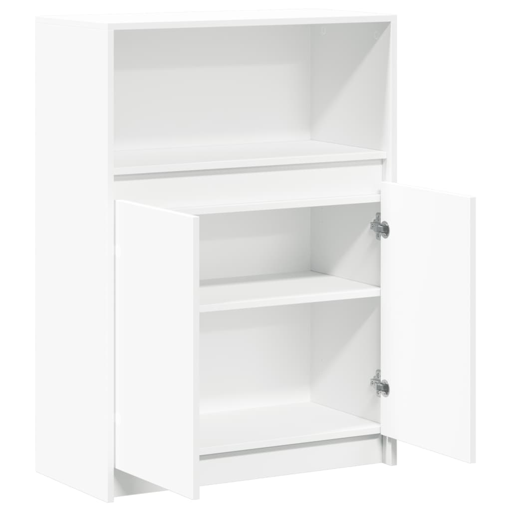 Skjenk med LED hvit 72x34x100 cm konstruert tre