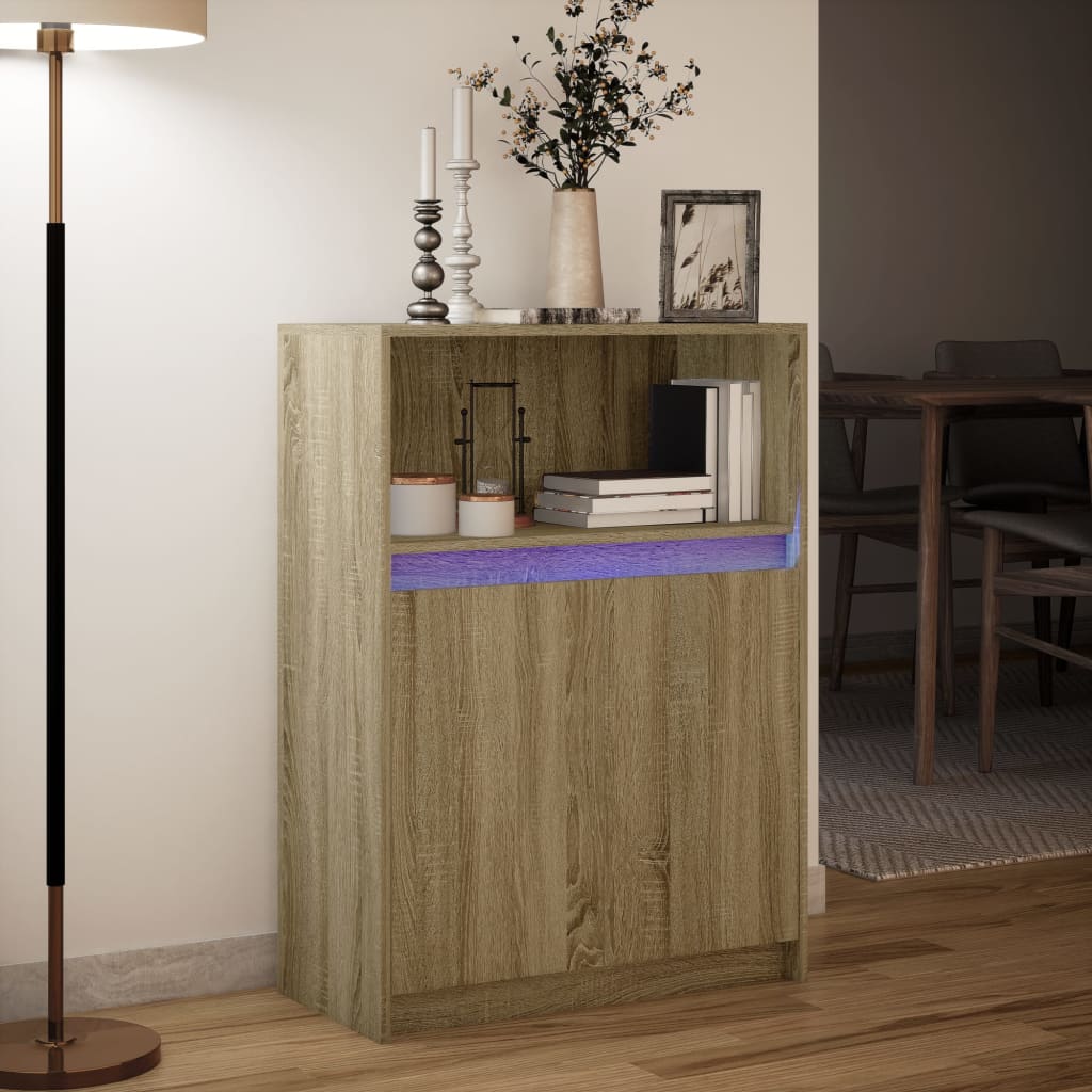 Skjenk med LED sonoma eik 72x34x100 cm konstruert tre