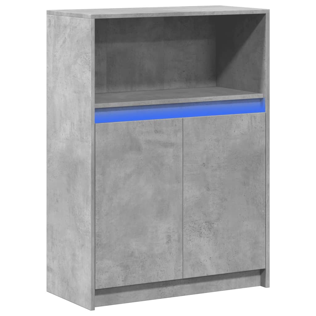 Skjenk med LED betonggrå 72x34x100 cm konstruert tre
