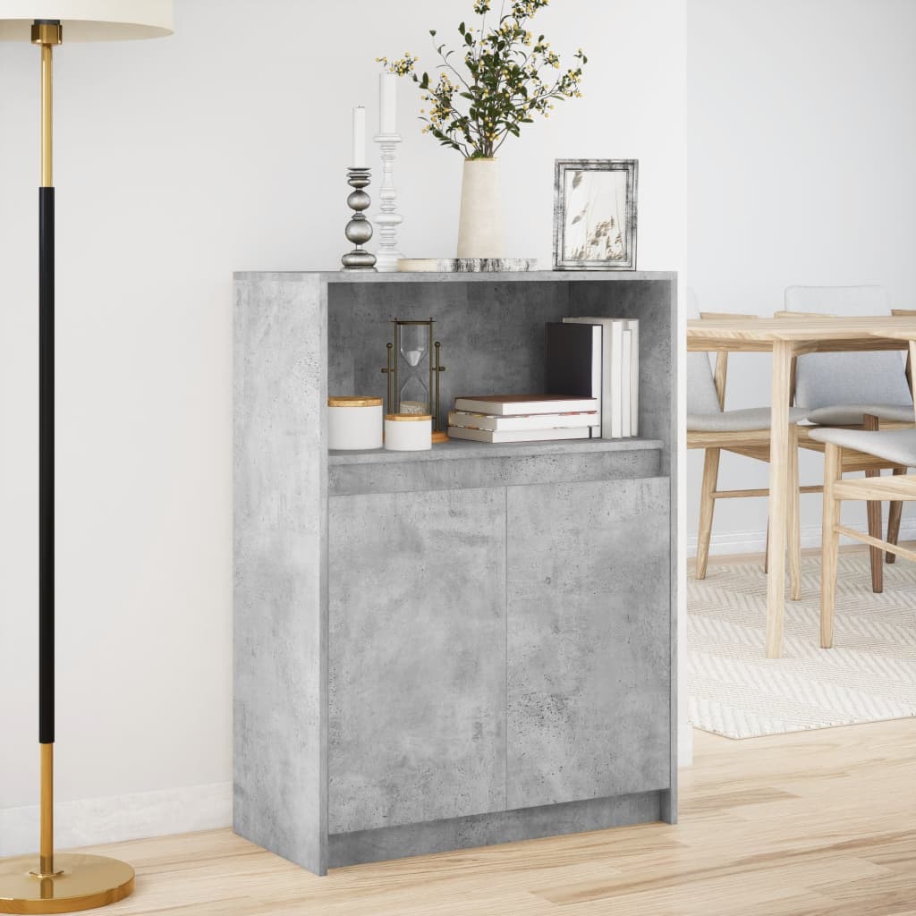 Skjenk med LED betonggrå 72x34x100 cm konstruert tre