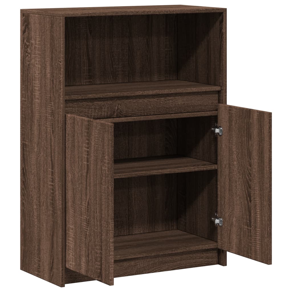 Skjenk med LED brun eik 72x34x100 cm konstruert tre
