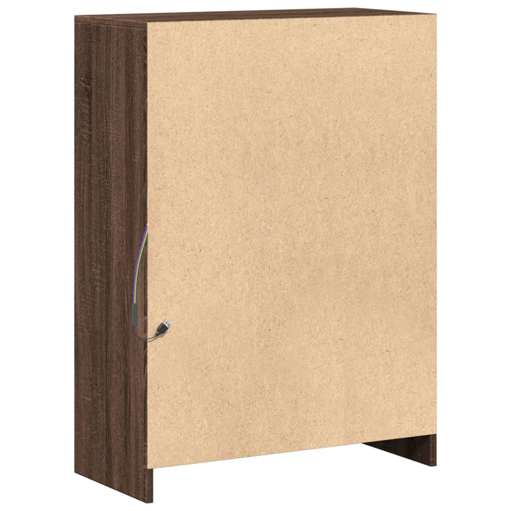 Skjenk med LED brun eik 72x34x100 cm konstruert tre