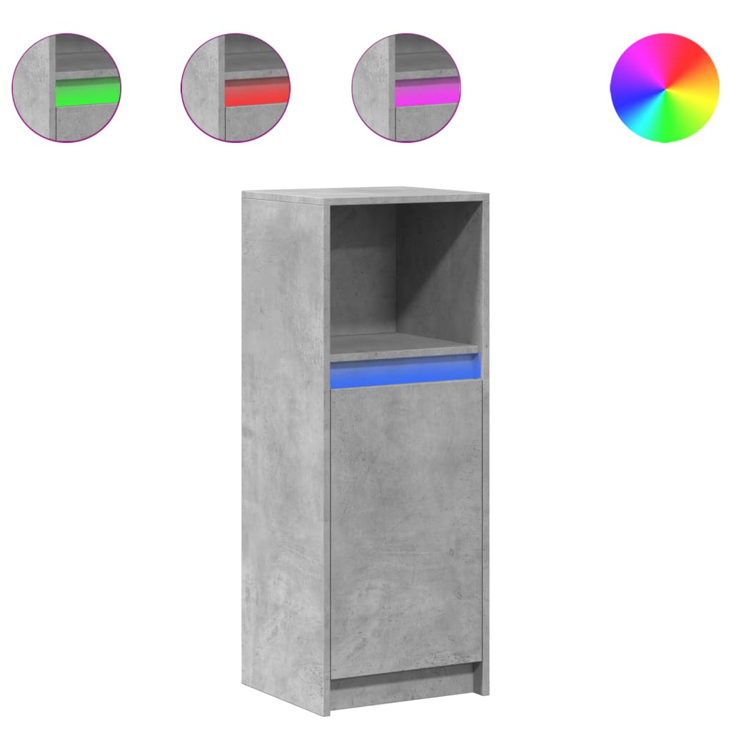 Skjenk med LED betonggrå 38x34x100 cm konstruert tre vidaXL