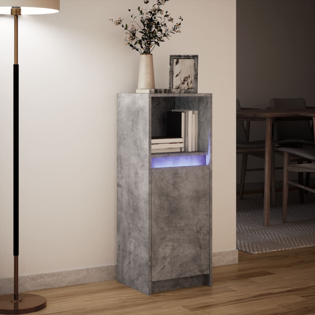 Skjenk med LED betonggrå 38x34x100 cm konstruert tre vidaXL
