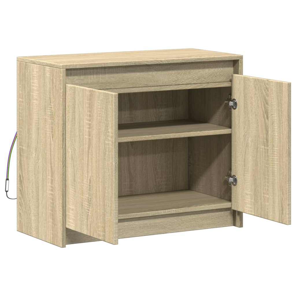 Skjenk med LED sonoma eik 72x34x61 cm konstruert tre