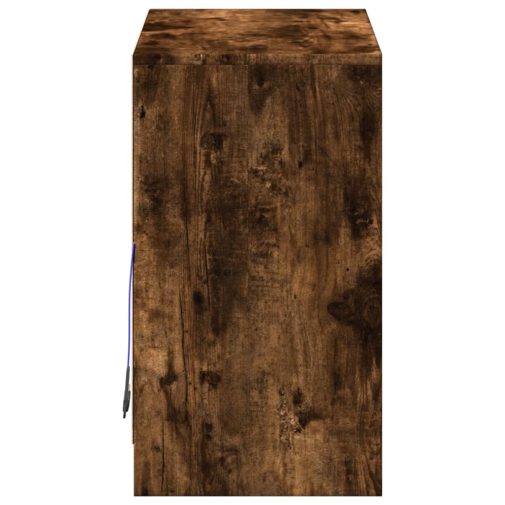 Skjenk med LED røkt eik 72x34x61 cm konstruert tre