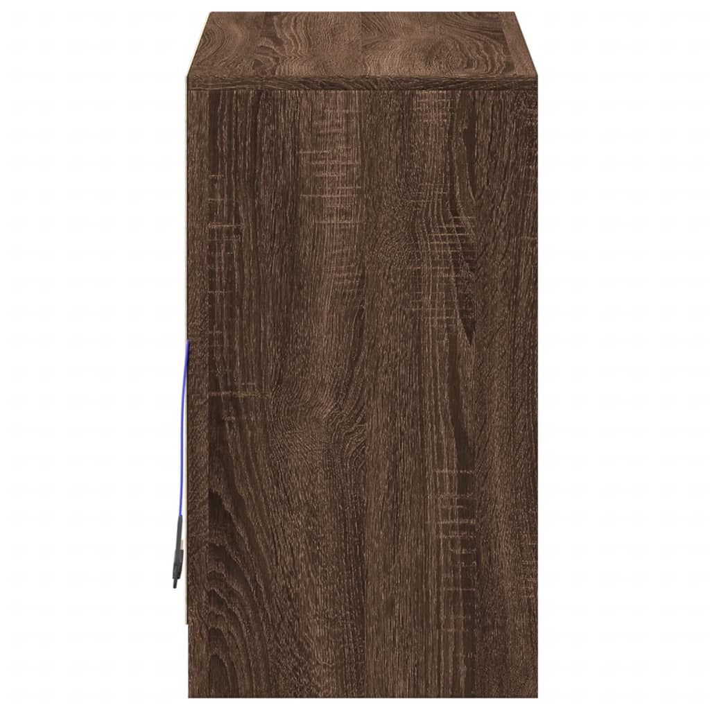 Skjenk med LED brun eik 72x34x61 cm konstruert tre
