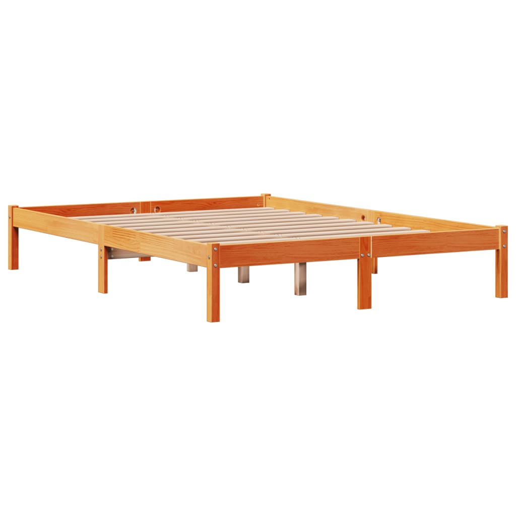 Sengeramme med hodegavl voksbrun 140x190 cm heltre furu