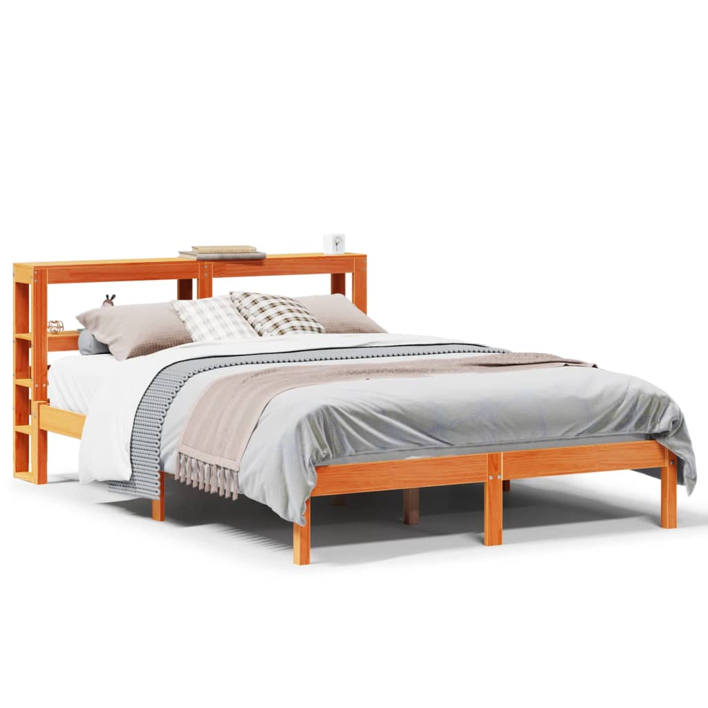 Sengeramme med hodegavl voksbrun 150x200 cm heltre furu