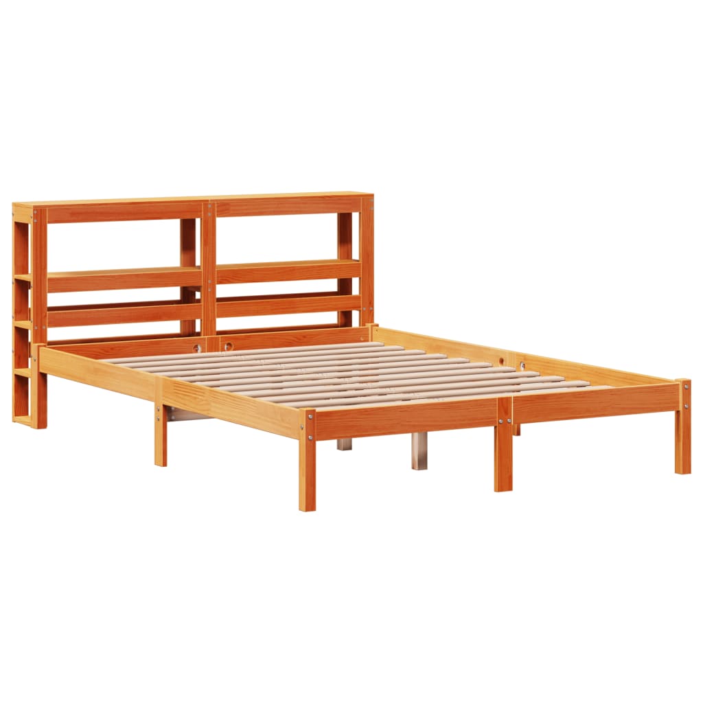 Sengeramme med hodegavl voksbrun 160x200 cm heltre furu