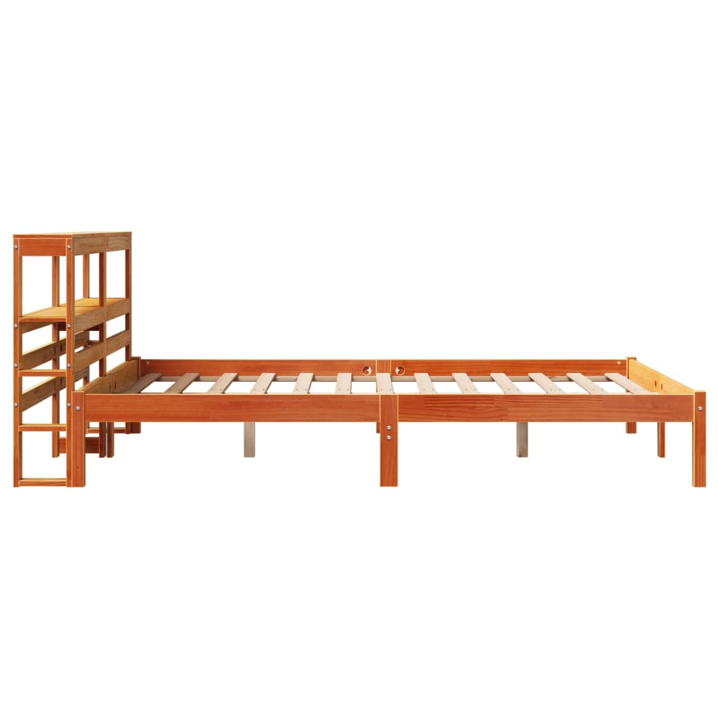 Sengeramme med hodegavl voksbrun 160x200 cm heltre furu