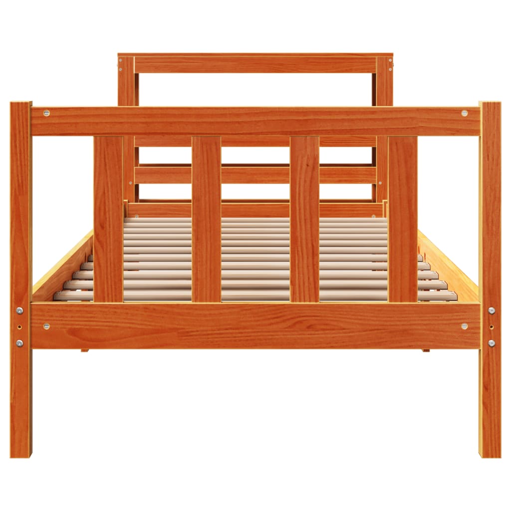 Sengeramme med hodegavl voksbrun 100x200 cm heltre furu