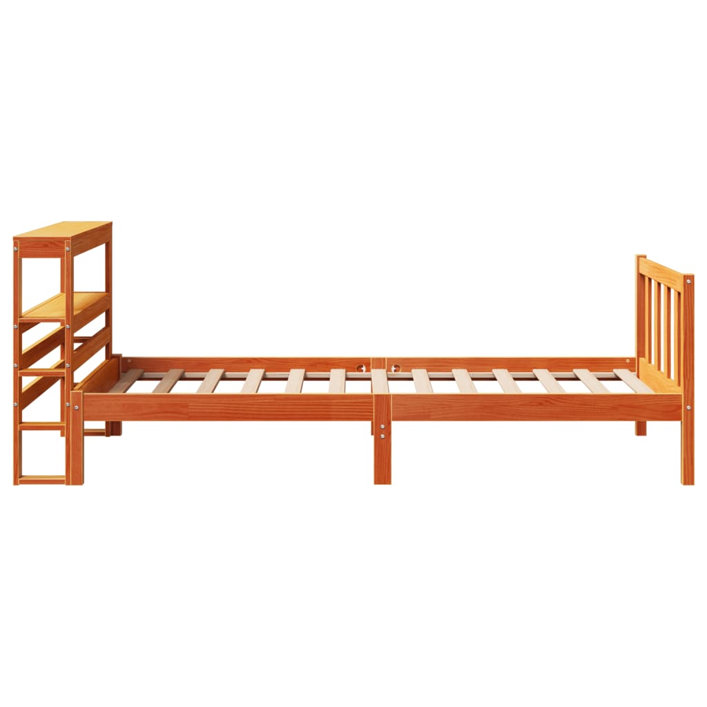Sengeramme med hodegavl voksbrun 100x200 cm heltre furu