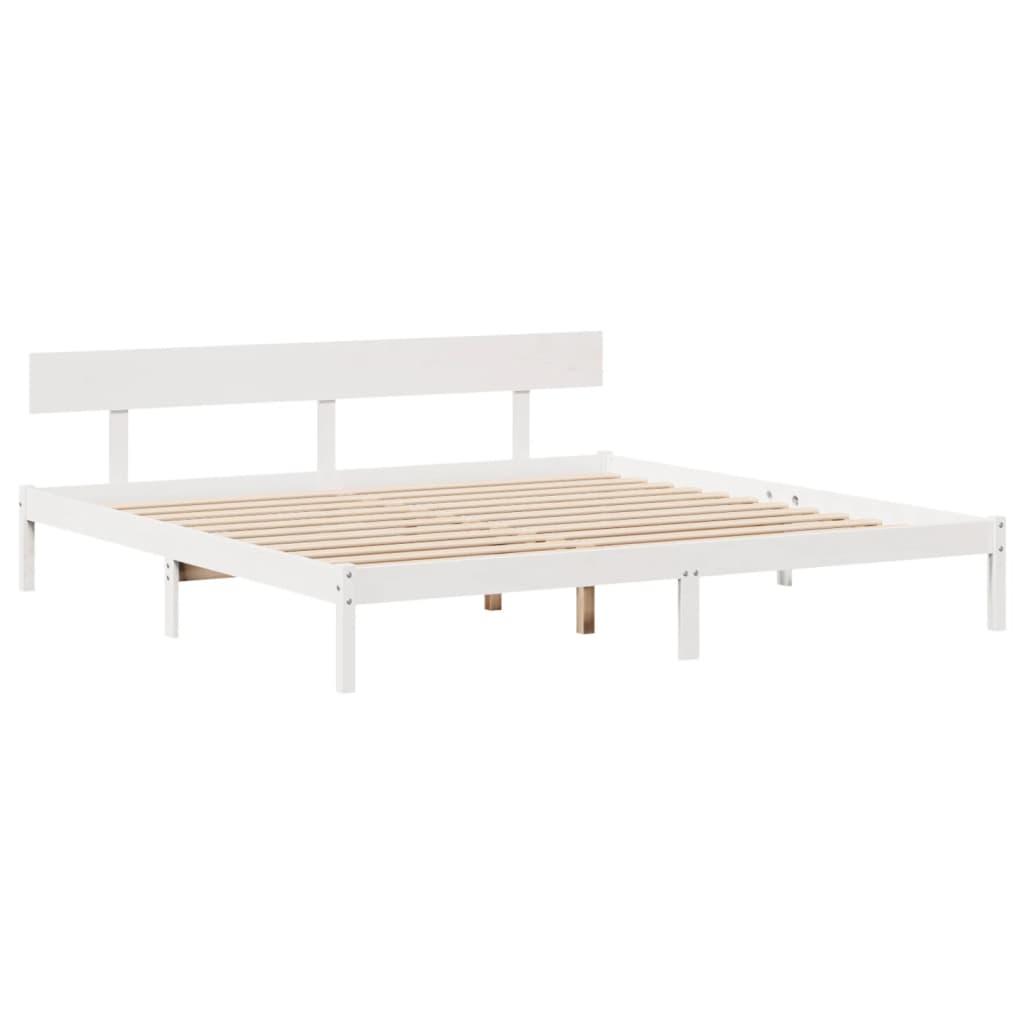 Sengeramme med madrass hvit 200x200 cm heltre furu