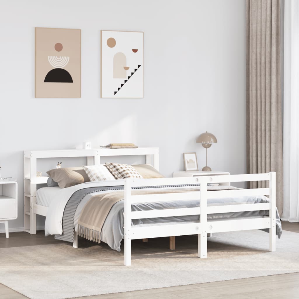 Sengeramme uten madrass hvit 135x190 cm heltre furu
