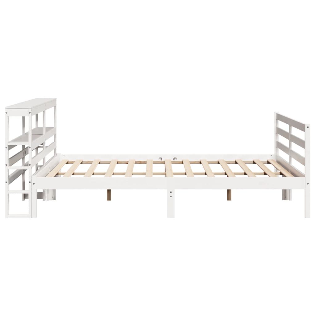 Sengeramme med madrass hvit 200x200 cm heltre furu