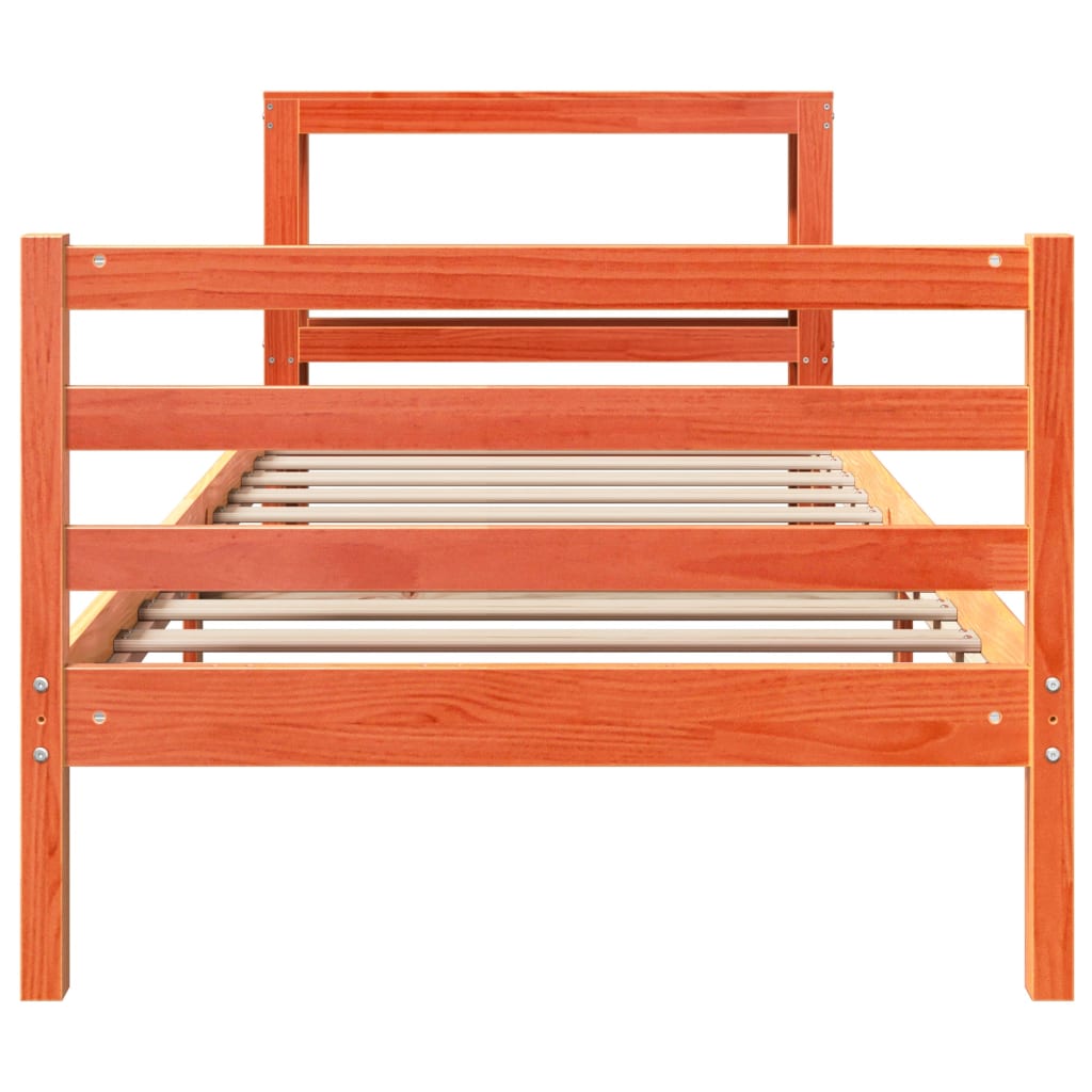 Sengeramme uten madrass voksbrun 75x190 cm heltre furu