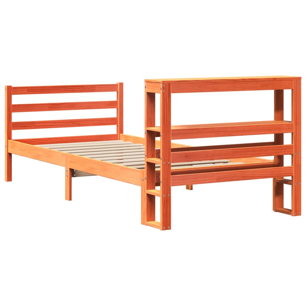 Sengeramme uten madrass voksbrun 75x190 cm heltre furu