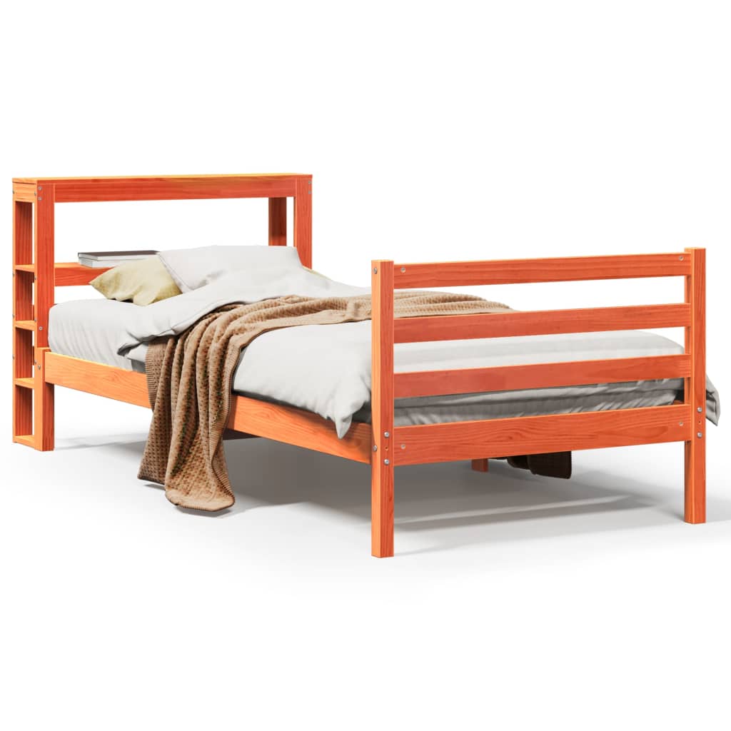 Sengeramme uten madrass voksbrun 75x190 cm heltre furu