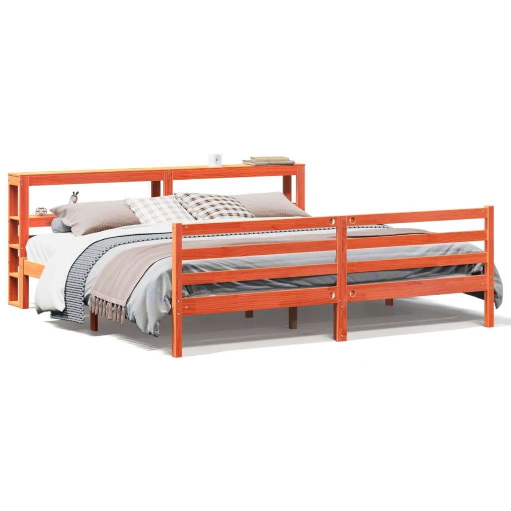 Sengeramme uten madrass voksbrun 180x200 cm heltre furu