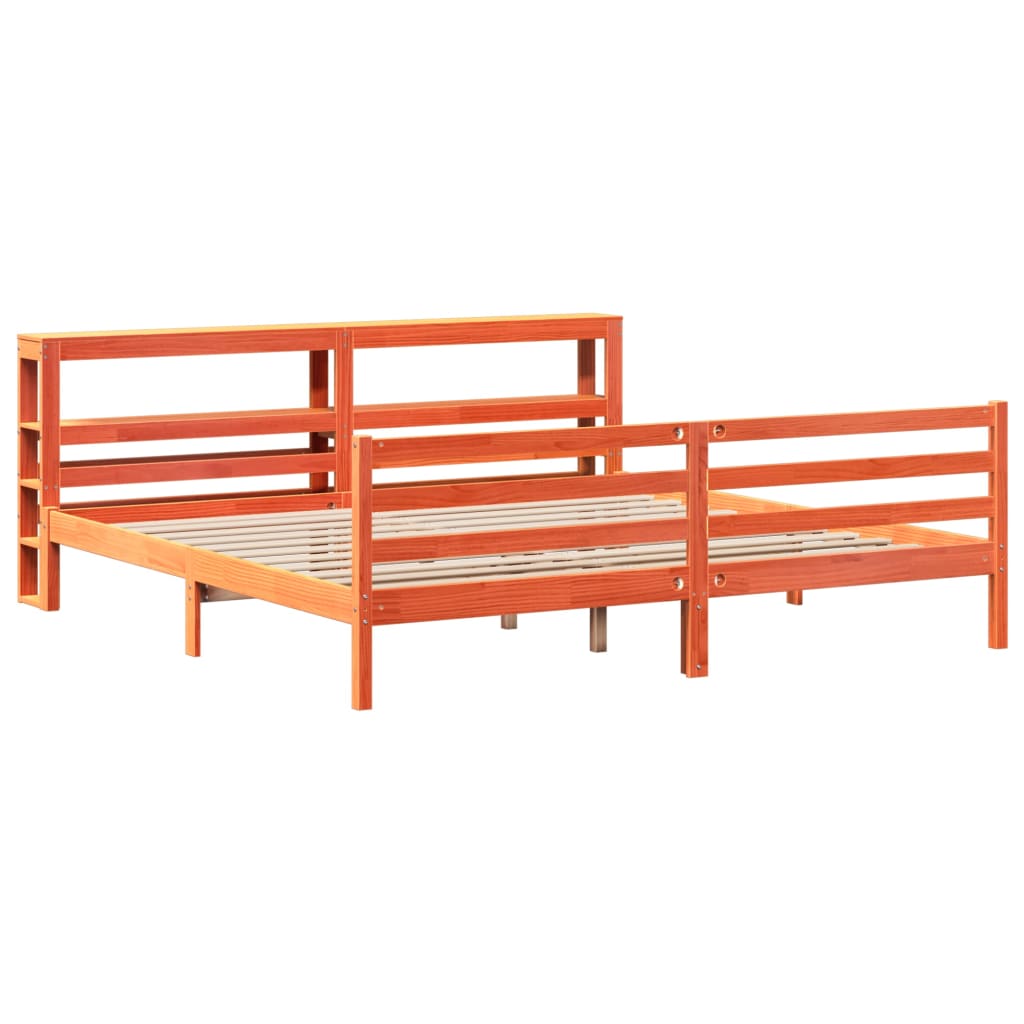 Sengeramme uten madrass voksbrun 200x200 cm heltre furu