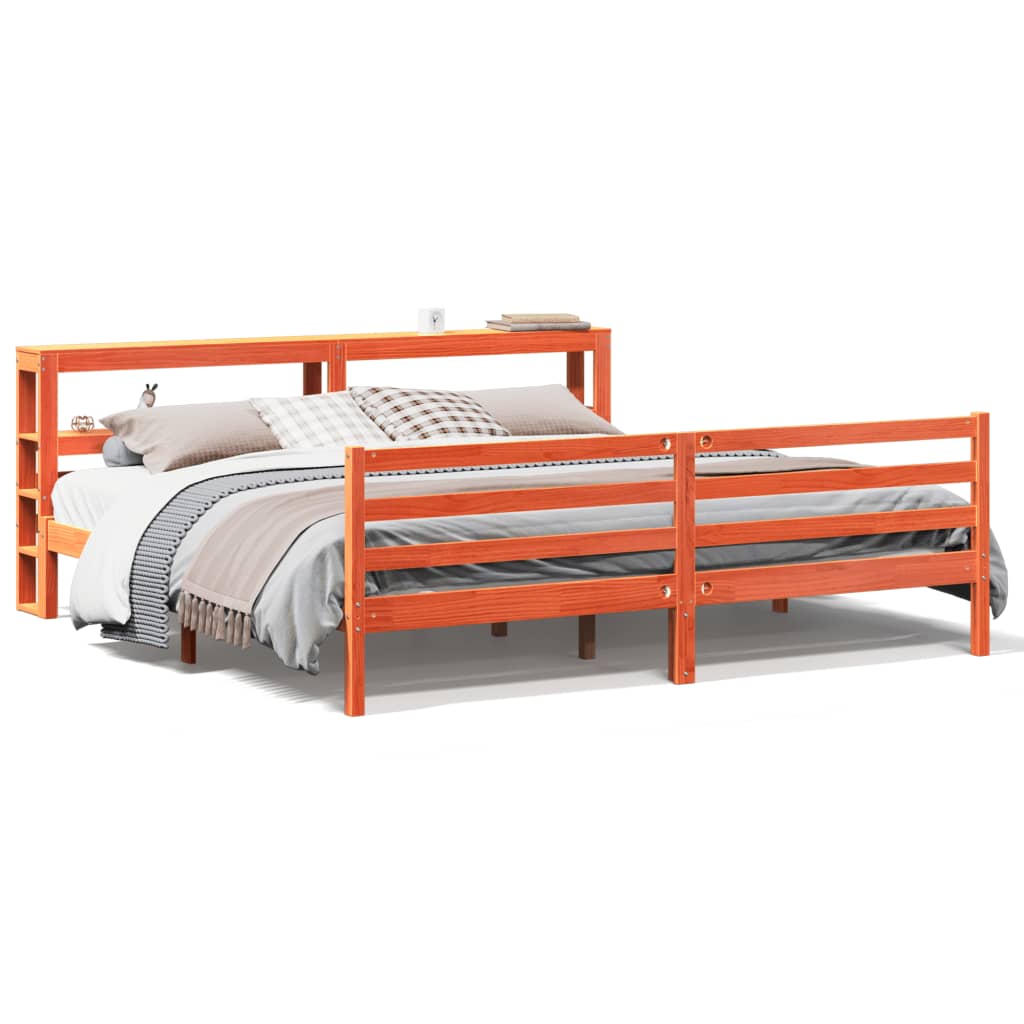 Sengeramme uten madrass voksbrun 200x200 cm heltre furu