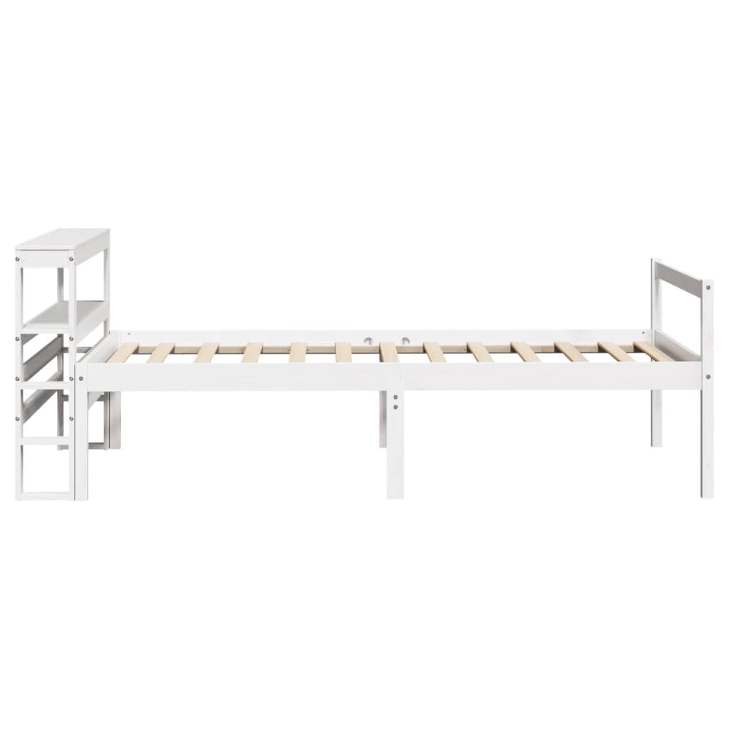 Seniorseng med hodegavl hvit 90x190 cm heltre furu
