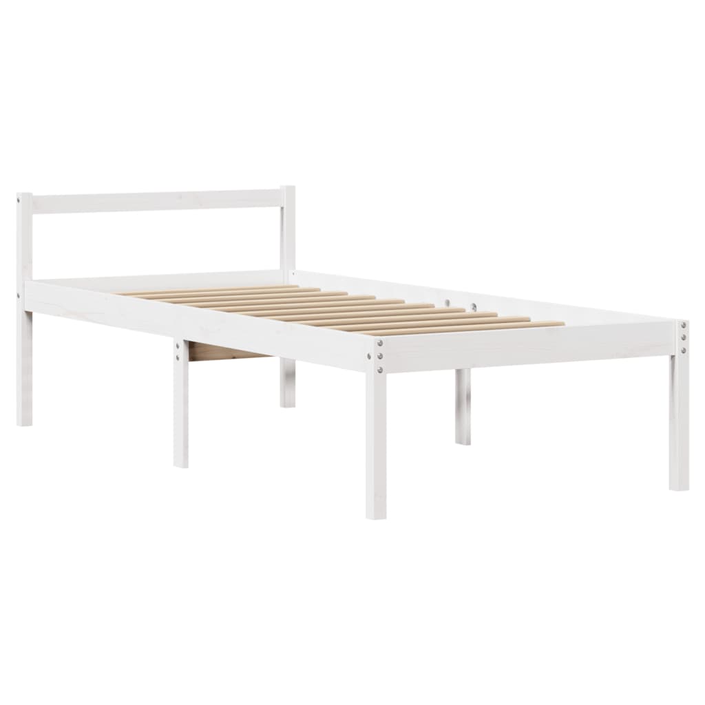 Seniorseng med hodegavl hvit 90x190 cm heltre furu