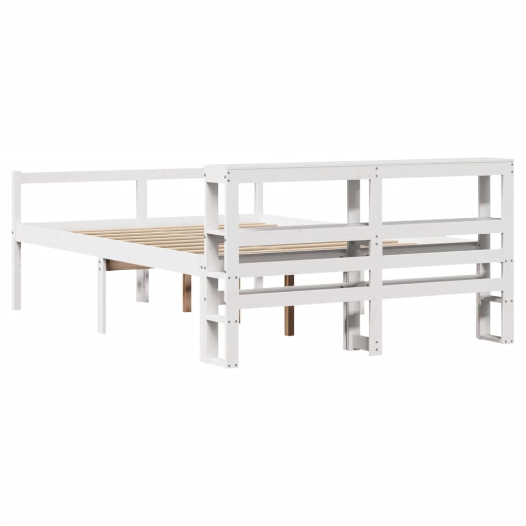 Seniorseng med hodegavl hvit 120x190 cm heltre furu