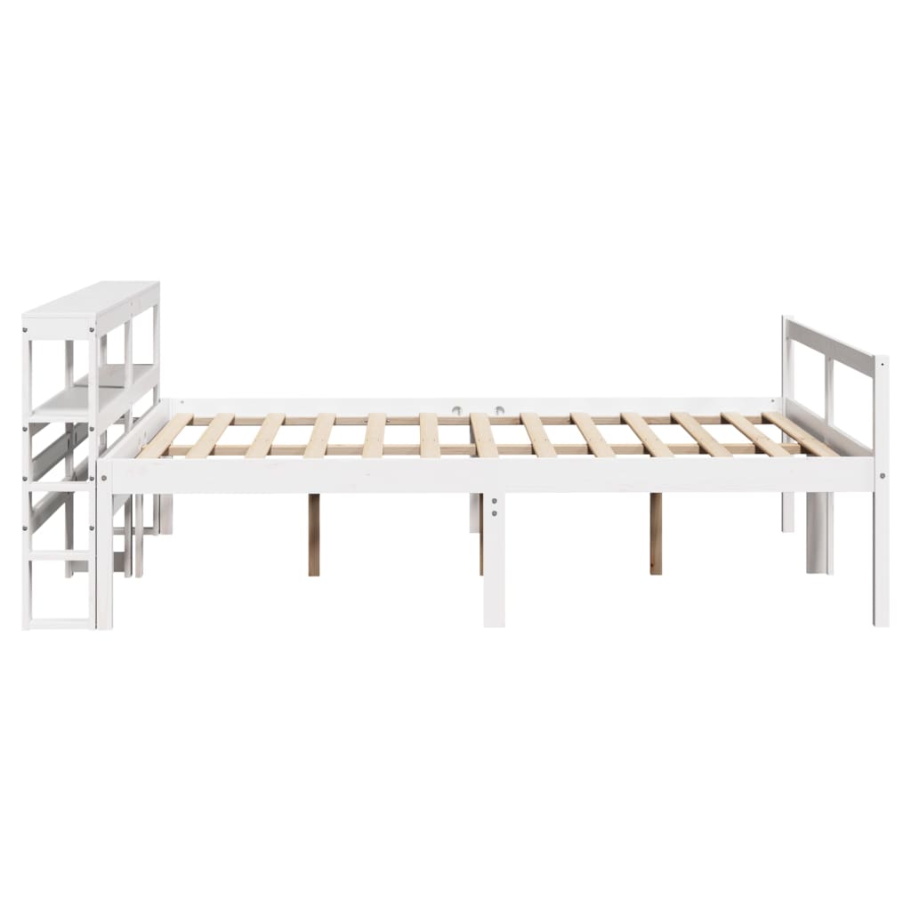 Seniorseng med hodegavl hvit 150x200 cm heltre furu