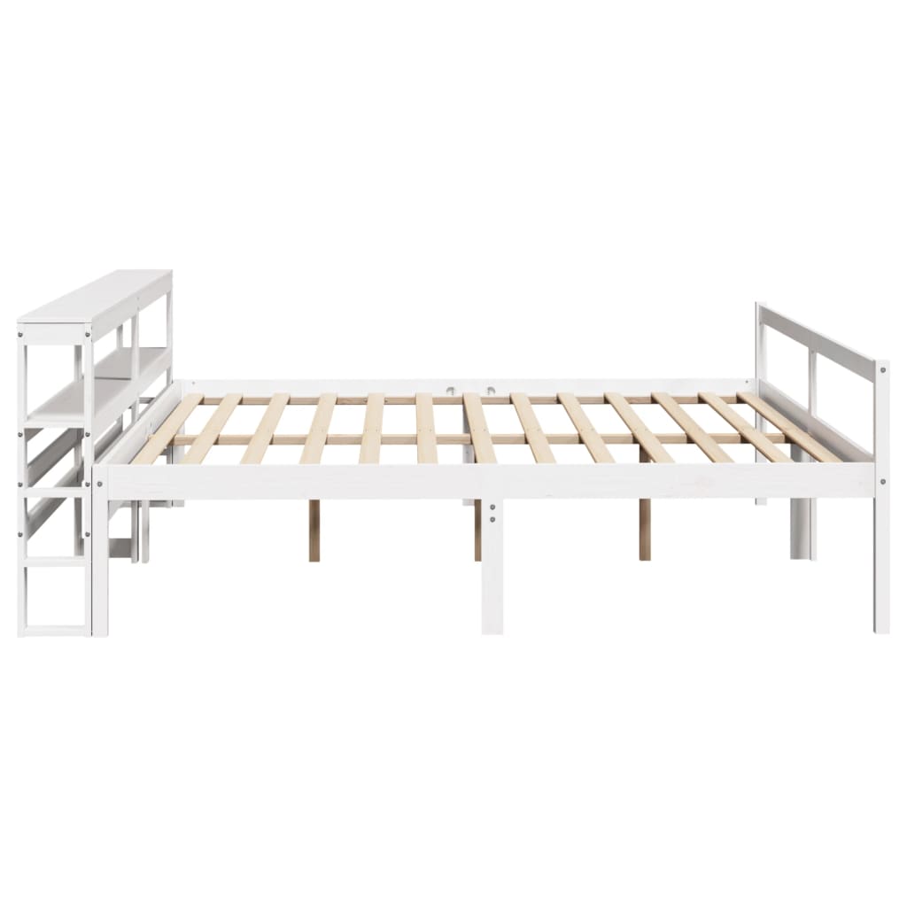 Seniorseng med hodegavl hvit 180x200 cm heltre furu