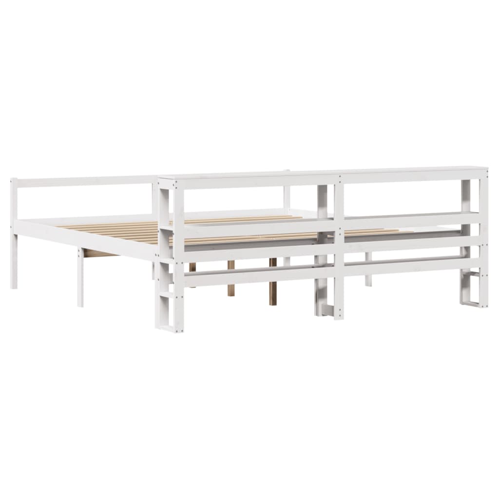 Seniorseng med hodegavl hvit 180x200 cm heltre furu