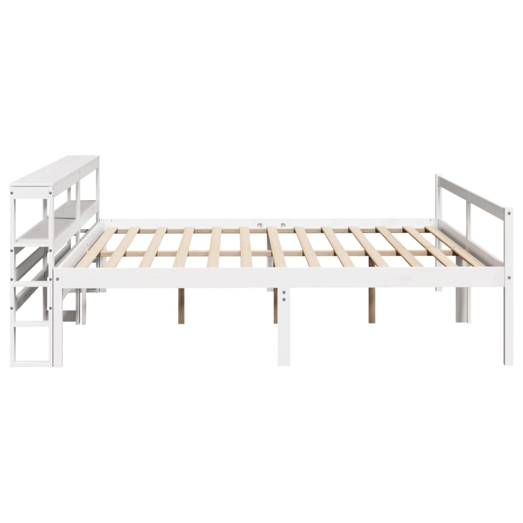 Seniorseng med hodegavl hvit 200x200 cm heltre furu