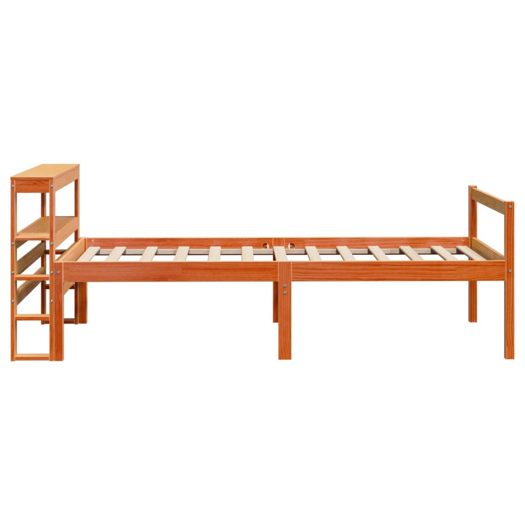 Sengeramme med hodegavl voksbrun 75x190 cm heltre furu