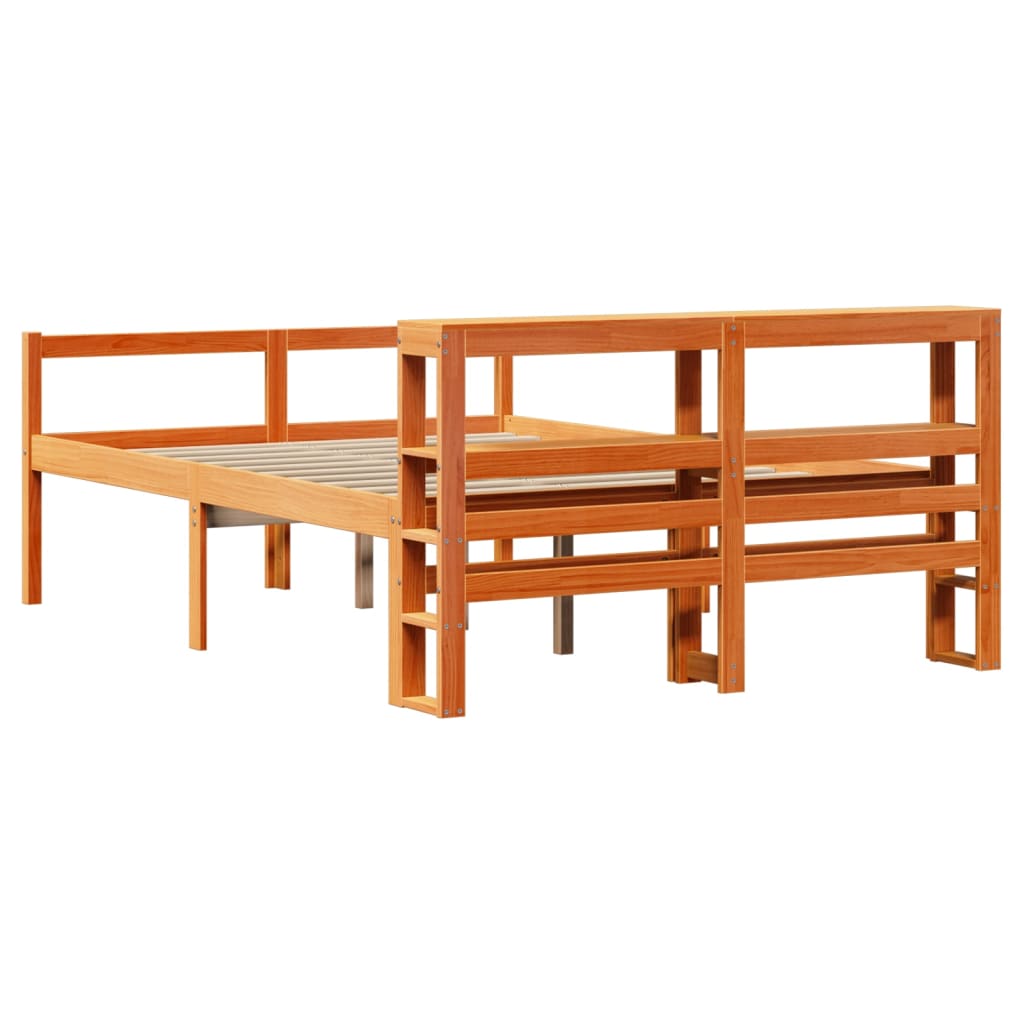 Sengeramme med hodegavl voksbrun 160x200 cm heltre furu