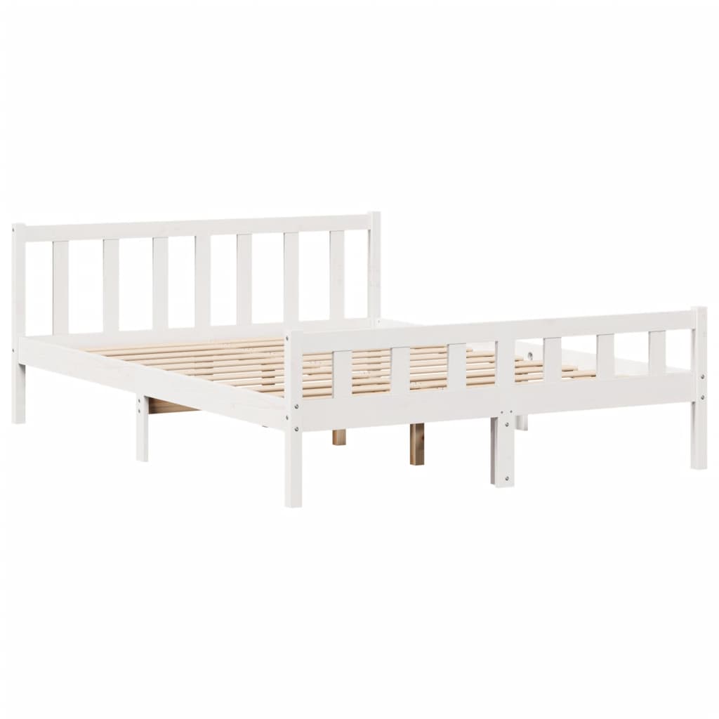 Sengeramme uten madrass hvit 150x200 cm heltre furu